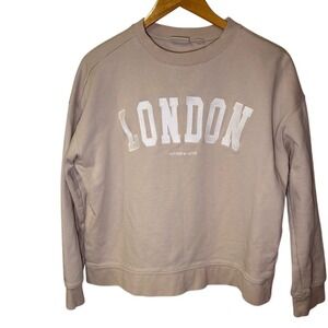 Scotch & Soda London Embroidered Crewneck‎ Sweatshirt | Neutral Preppy M